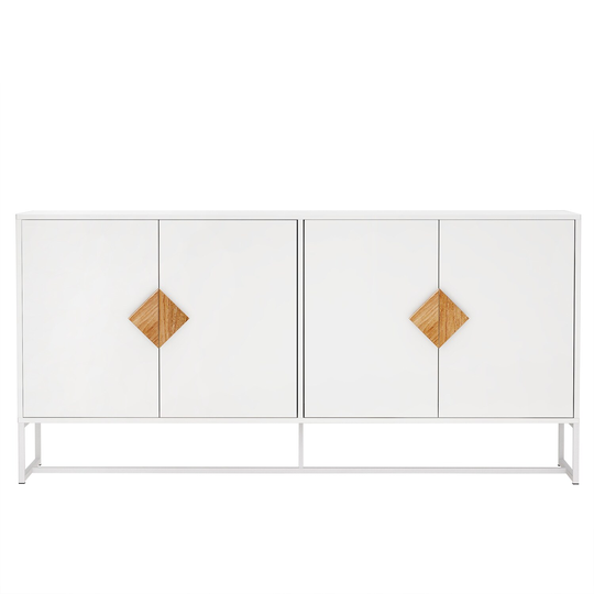 Modern Solid Wood Special Shape Square Handle Design with 4 Doors and Double Storage Sideboard