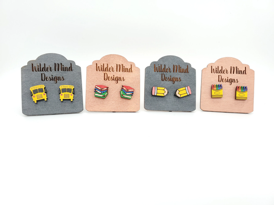 Crayon Earrings, Pencil Studs, School Teacher Gift, Back To School, Bus Cute