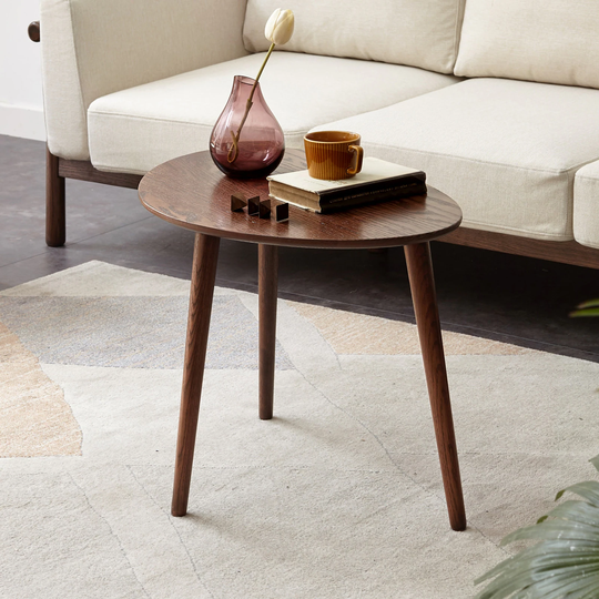 Solid Oak Wood Top Coffee Table End Table, Walnut