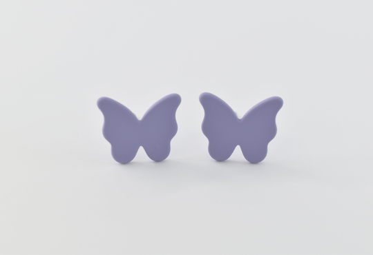 Color Earrings, Ce-Ear04Bf, 2Pcs, Matte Enamel Coated Brass, Colored Butterfly Butterfly 12x10mm, Titanium Post
