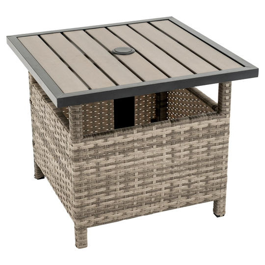 Patio Rattan Wicker Storage Side Table 18"Tall Umbrella Table