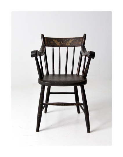Antique Woolhiser Painted Hitchcock Style Arm Chair