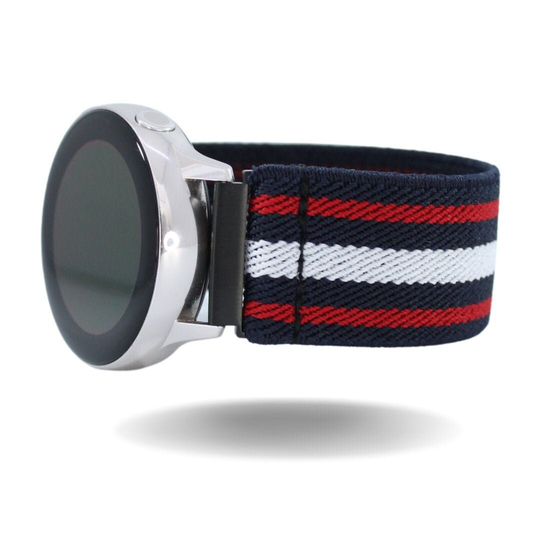 Elastic Samsung Galaxy Active 1 & 2 Watch Band - Fits 40mm & 44mm Red White Blue USA Stripes Boho Scrunchy Strap Tropical Woven