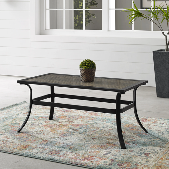 Dahlia Outdoor Metal And Wicker Coffee Table