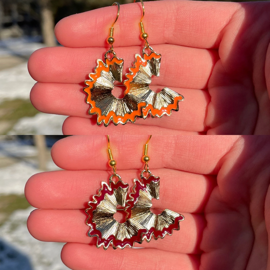 Pencil Shaving Dangle Earrings | Novelty Unique Fun Quirky Art Drawing