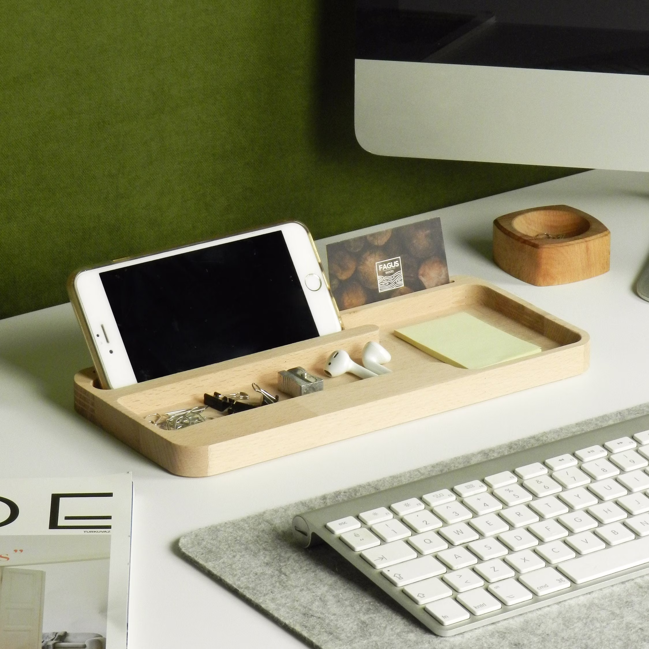 Wooden Desk Accessories, Phone Stand, Home Office Decor, Organizer, Gift For Him, Her