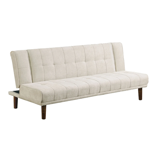 Upholstered Sofa Bed with Tufted in Beige and Walnut