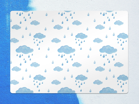 Pastel Rain Chair Mat, Blue Vinyl Floor White Protective Celestal Splat Pvc Decorative Kids Room Decor