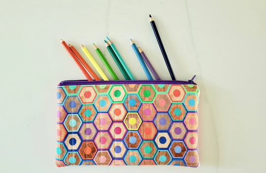 Pencil Case, Colored Pencil Quilted Zippered Pouch, Kindle Case