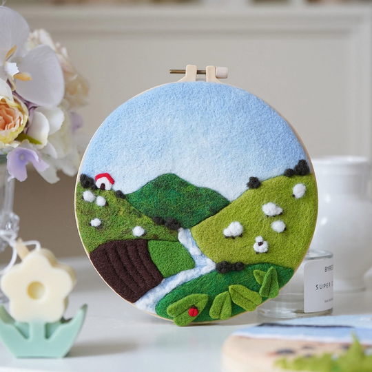 Spring Needle Felting Picture Kit Diy Craft Gift With Everything To Make, Easy For Beginner, Mother's Day - 20cm 8 Inch
