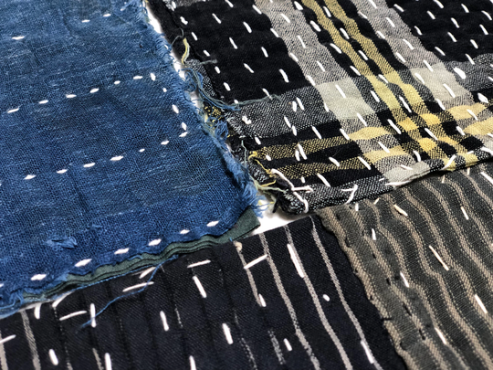 Sale... Set Of 3 Vintage Japanese Handmade Sashiko Zokin Dust Cloths, Fabric-2662