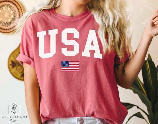 Comfort Colors USA Flag Shirt, 4Th Of July Big Tshirt, USA Tee, Independence Day Party