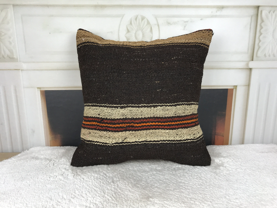 Kilim Pillow Cover, Accent Chair Pillow, Throw Couch Cushion Vintage Sofa 16x16 4639