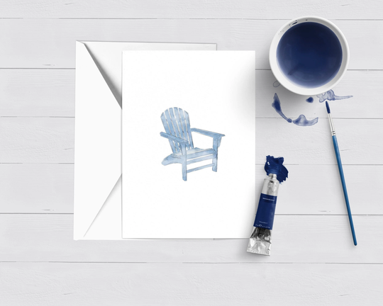 Blue Adirondack Chair Greeting Cardmaine|Nh|Cape Cod|Nantucket|Watercolor|stationery|Boxed Card Set|Single Card|Gift|Cape&islands