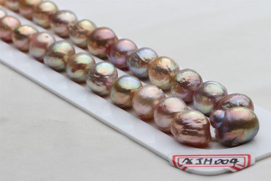 10-13mm Natural Rainbow Color Ripple Loose Pearls No Hole For Necklace & Bracelet Design, Ajh004