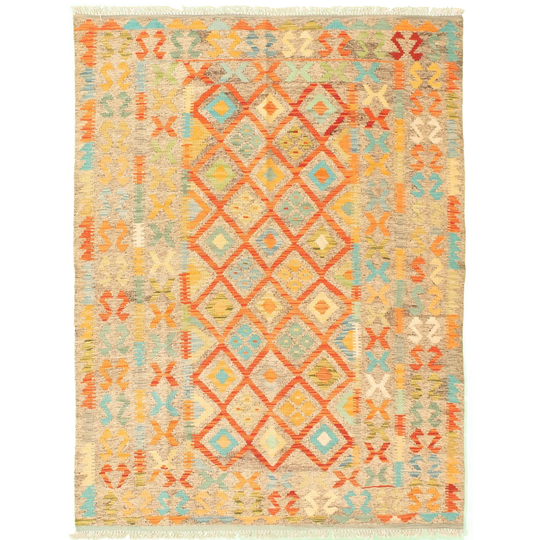 ECARPETGALLERY Flat-weave Bold and Colorful Multi Color Wool Kilim - 4'10 x 6'6