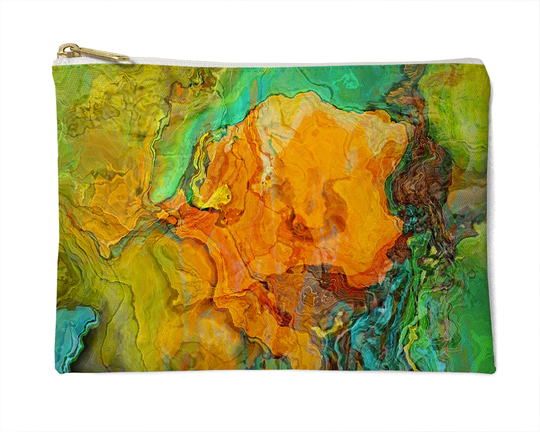 Makeup Bag, Cosmetic Bag Or Accessory Organizer, Pencil Case, Stocking Stuffer, in Orange, Green, Blue-Green, Jubilee