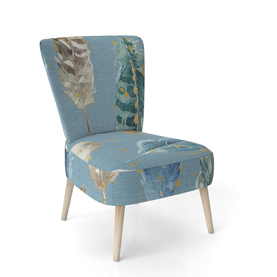 Designart 'Indigold Feathers Turquoise Pattern' Upholstered Floral Accent Chair