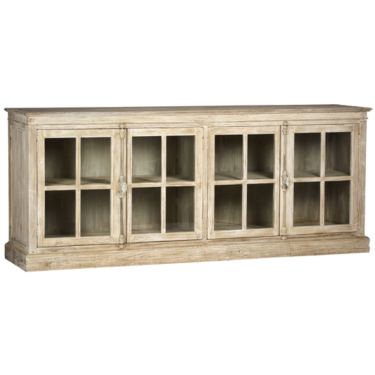 Milani 87-inch Reclaimed Oak and Glass Traditional 4-Door Sideboard