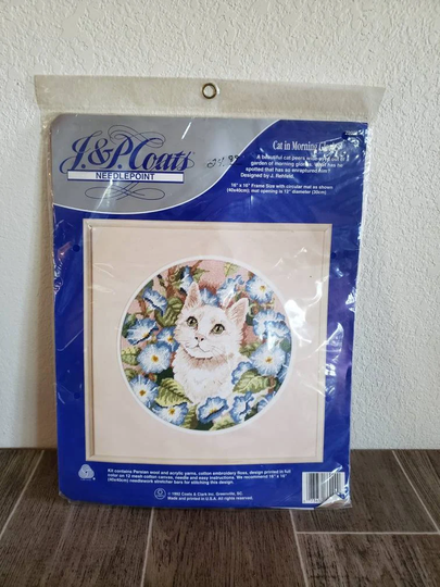 Vintage J&p Coats Needlepoint Kit | Cat in The Glories Persian Wool