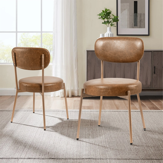 Upholstered Soft Seating Faux Leather Accent Chair Set of 2