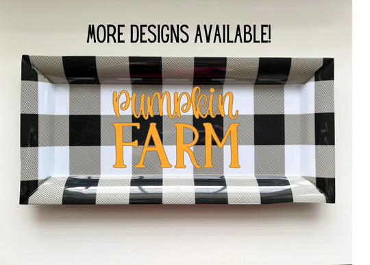 Pumpkin Table Decor | Christmas Decorations For Plaid Gingham Print Halloween Tray Fall Merry Decoration