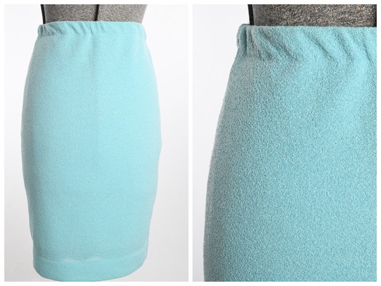1960S Blue Skirt | Vintage 60S Knit Pencil Size Medium - Large Elastic Waist Talbott Traveler Classic Late Style