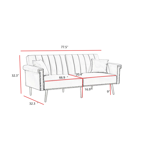 Black Velvet Double Sofa Bed