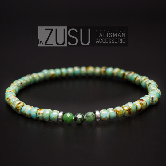 Raw Emerald Gemstone Men's Bracelet, Delicate Beaded Mens Bracelet, Lapis Lazuli Malachite, Gift For Him Ankle Bracelet