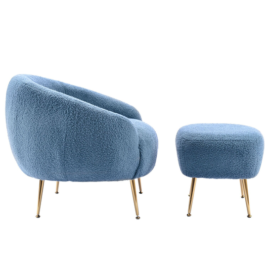 Teddy Short Plush Particle Velvet Leisure Accent Chair with Ottoman