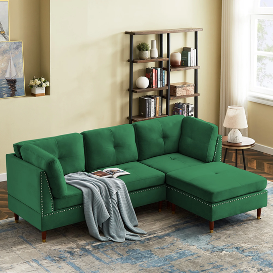 Modern L-Shaped Sectional Sofa Couch with Ottoman