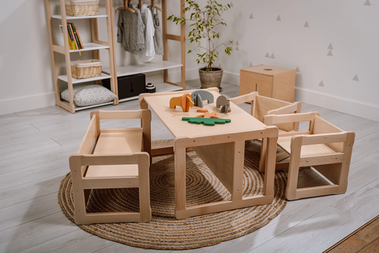 Montessori Set Of One Multifunctional Big Bench With 2 Chairs & A Small