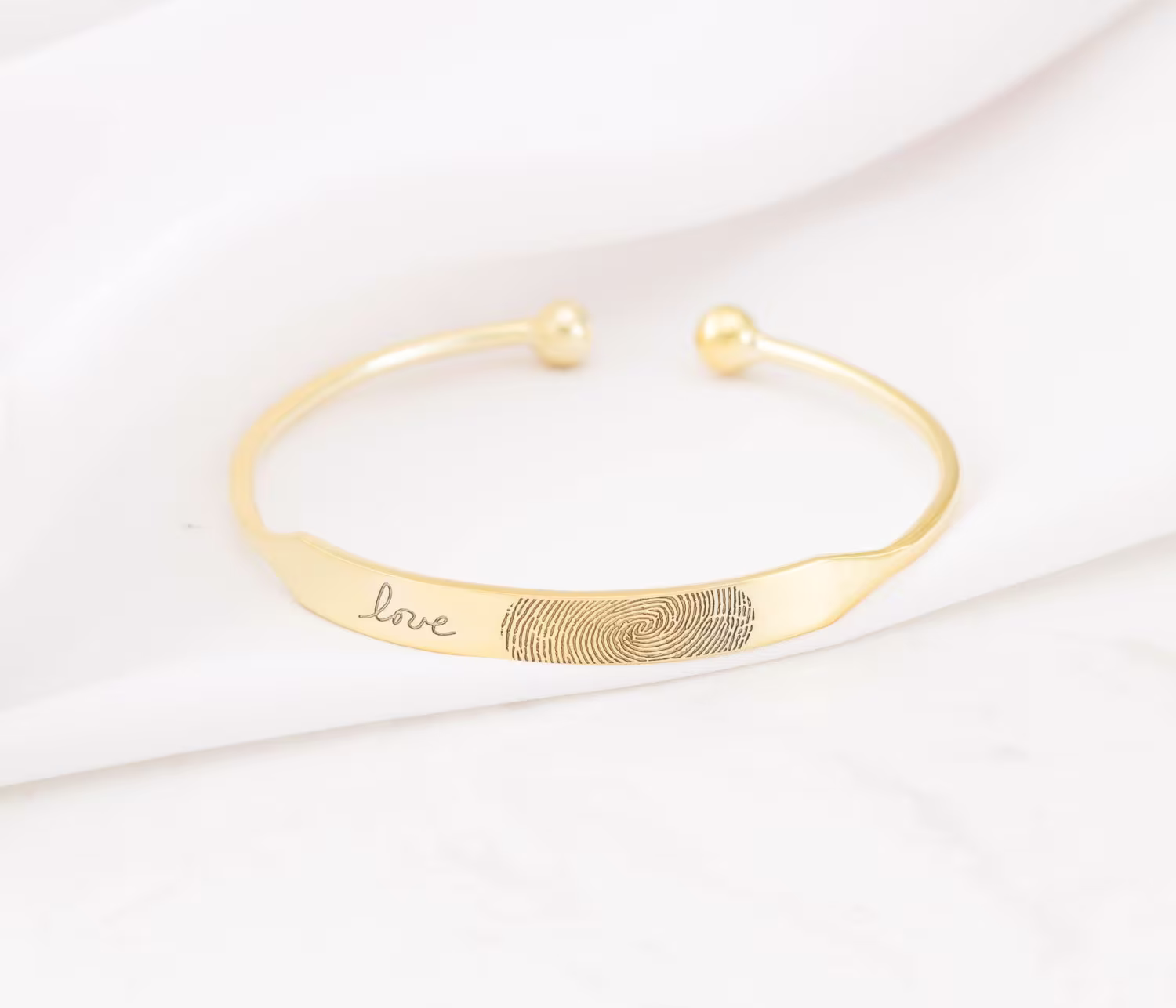 Fingerprint Cuff Personalized Bracelet Memorial Handwriting Jewelry in Sterling Silver Mom & Grandma Gift Bm31