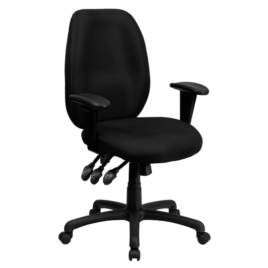 Fay Black Fabric Multi-functional Executive Swivel Office Chair With Height-adjustable Arms