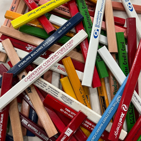 Lot Of 5 Carpenters Pencils - Flat 80's & 90's Woodworking