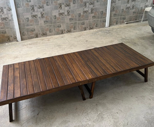 Wood Table, 29x78/13, 5 H. Inc, Camping Boho Picnic Table