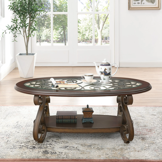 Coffee Table with Glass Table Top