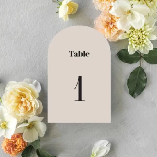 Arch Top Wedding Table Numbers, Beige & Black Bold Arched Neutral Wedding, Colors, Boho Vibes