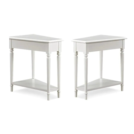 2-Piece Furniture Wood End Table with Shelf Set in Silky Painted - 54 x 84