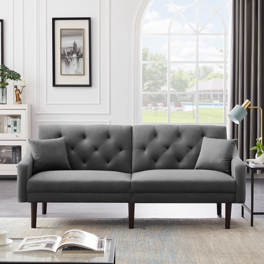 Loveseat Adjustable Tilt Backrest Sofa Convertible Sleeper Velvet Padded Sofa
