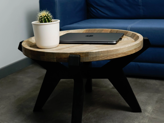 stylish Coffee Table, Oval Wooden Small Mid Century Wood Unique Table