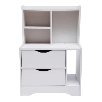 2 Drawers Manufactured Wood Nightstand in White