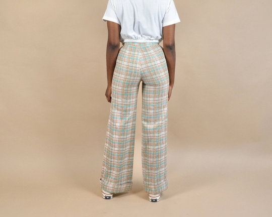 Lady Wrangler Size 25 Plaid Bell Bottom Pants