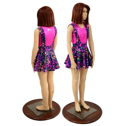 Girls Rainbow Leopard Suspender Skirt & Full Length Sleeveless Top Set | Shorts Not Included 157839