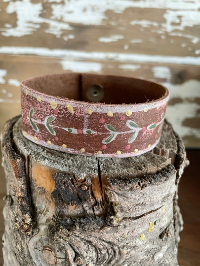Leather Art Cuff-Create Your Own - Distressed Leather-Word Cuff-Leaves