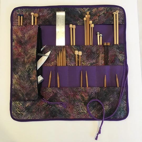 Knitting Needle Case Organizer With Zipper Pouch, Batik Storage Roll, Supplies & Tools, Gift, Gift For Her