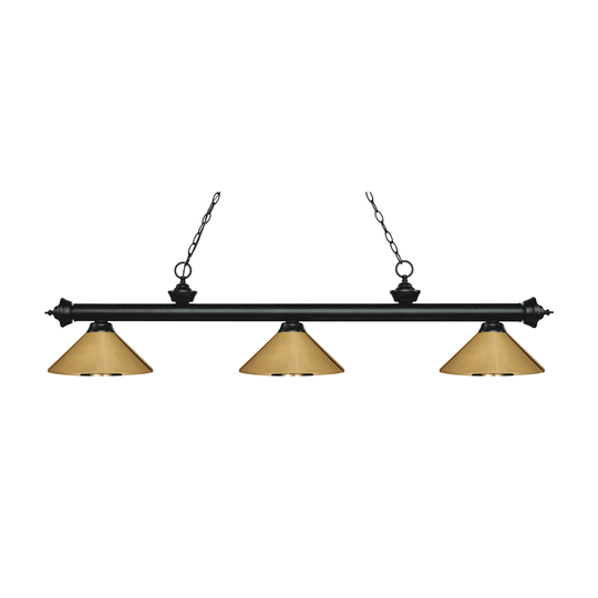 Avery Home Lighting Riviera Matte Black 3-light Island/Billiard Polished Brass-finished Light - Matte Black