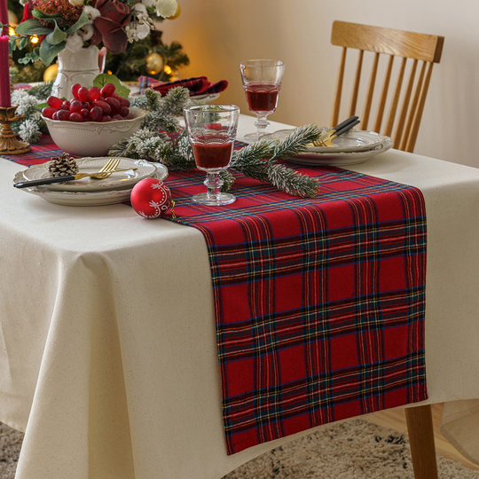 Red Plaid Table Runner, Christmas Table Runner, Home Gift, Classic Rectangular, Runner Farmhouse, Winter