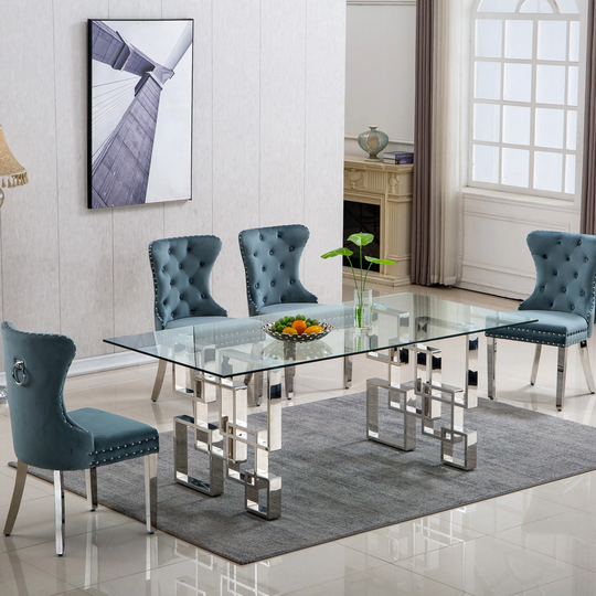 Clihome Contemporary Gold Mirrored Finish Glass Table