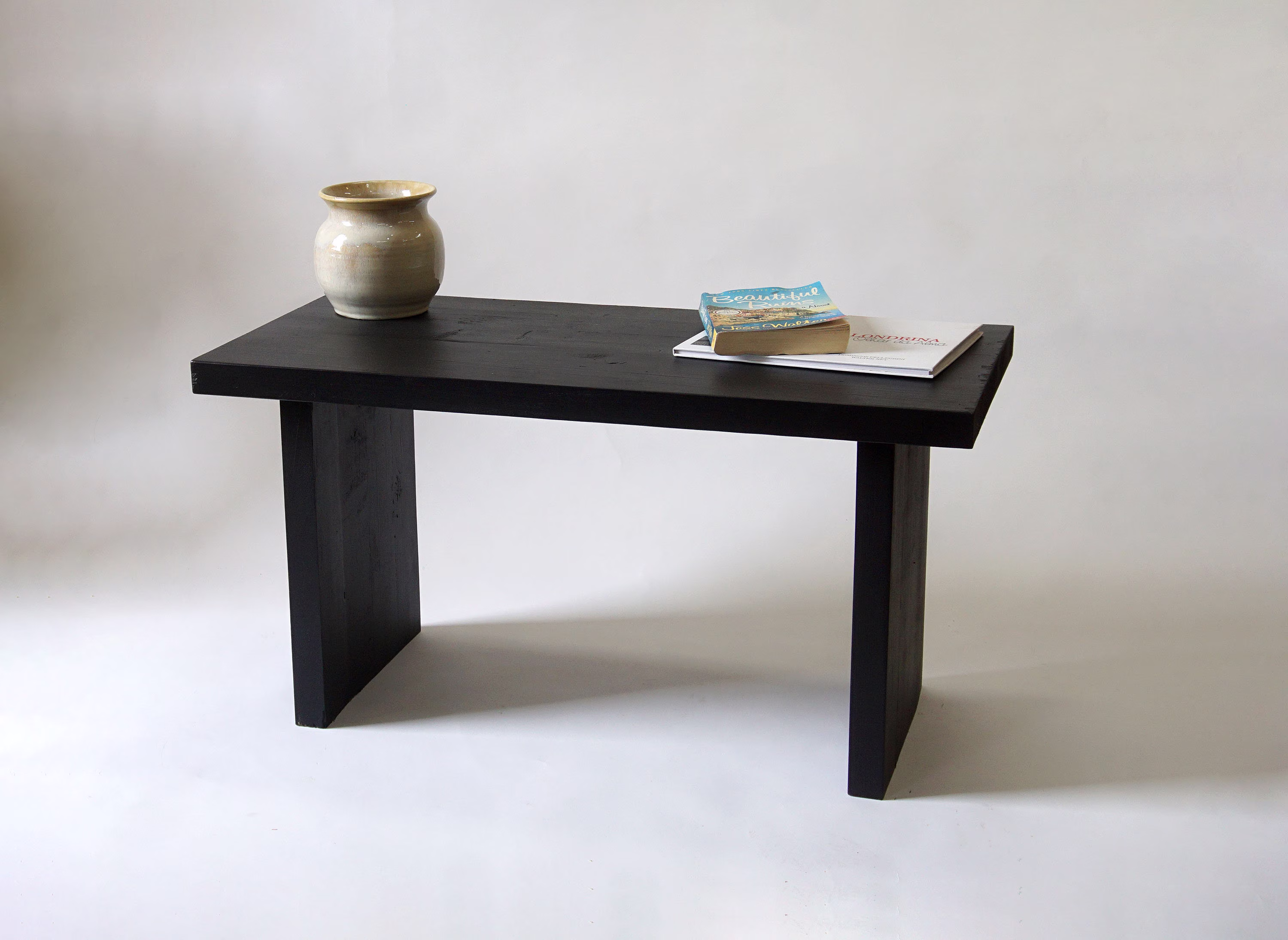 Solid Wood Bench/Coffee Table, Simple Rectangle Bench, Minimal Coffee Table - Black